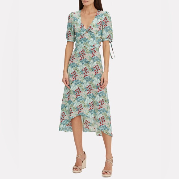 INTERMIX Nessa Silk Floral High-Low Dress size 0 - Picture 3 of 13